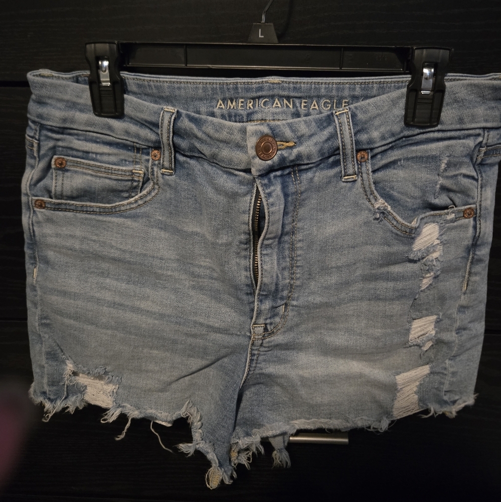American Eagle Outfitters Size 12 Curvy Hi-Rise Shortie Denim Shorts